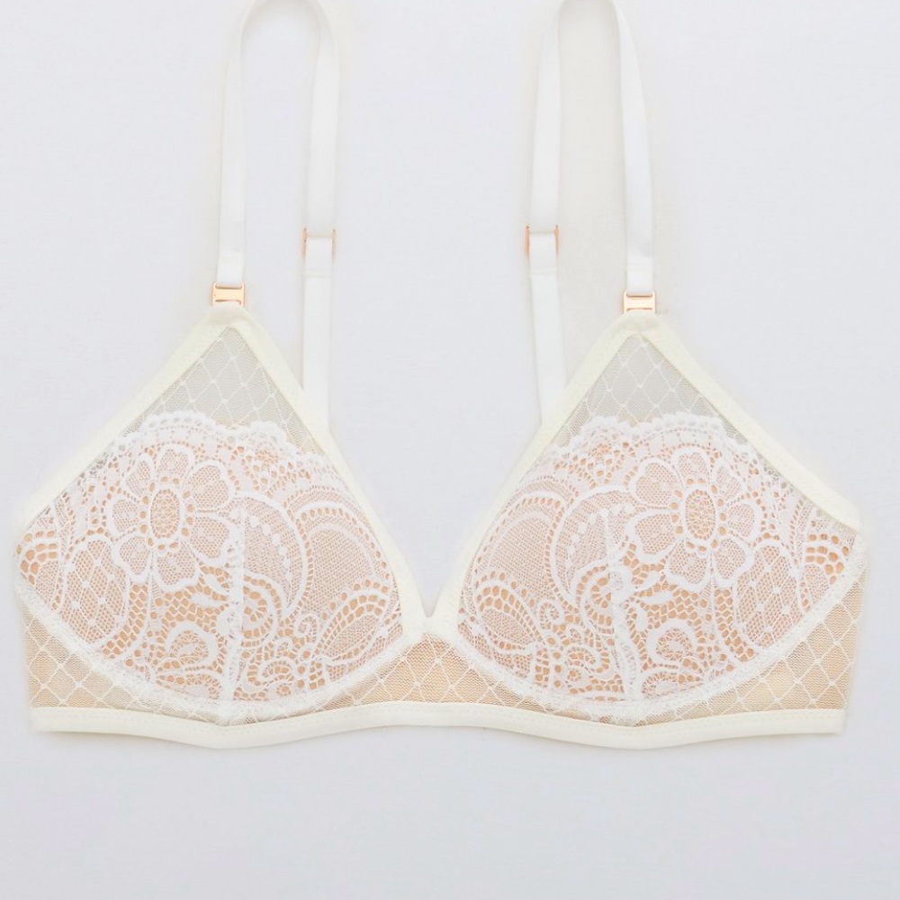Aerie Real Power Wireless Push-up Slumber Party Lace Bra